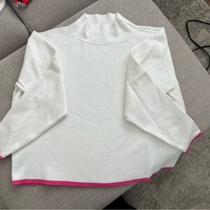 Maeve by Anthropologie White Sweater with Pink Trim